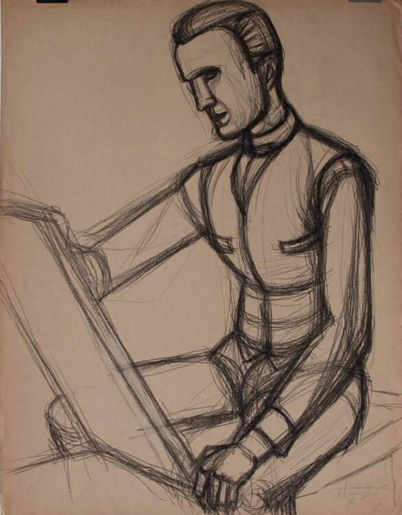 Fritz Tröger - Bild betrachtender - Zeichnung - 1927