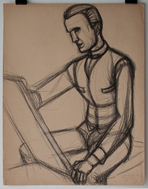 Fritz Tröger - Bild betrachtender - Zeichnung - 1927
