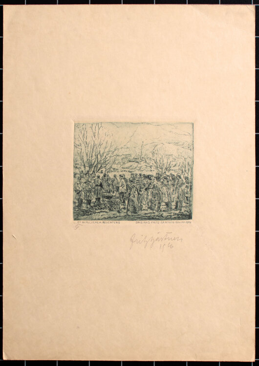 Fritz Gärtner - Et in Pulverem Reverteris. Und du wirst wieder zu Staub werden - 1916 - Farbradierung