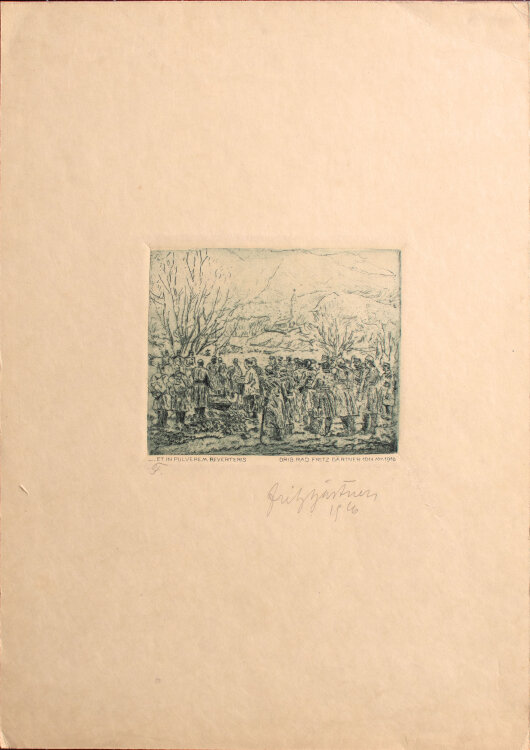 Fritz Gärtner - Et in Pulverem Reverteris. Und du wirst wieder zu Staub werden - 1916 - Farbradierung