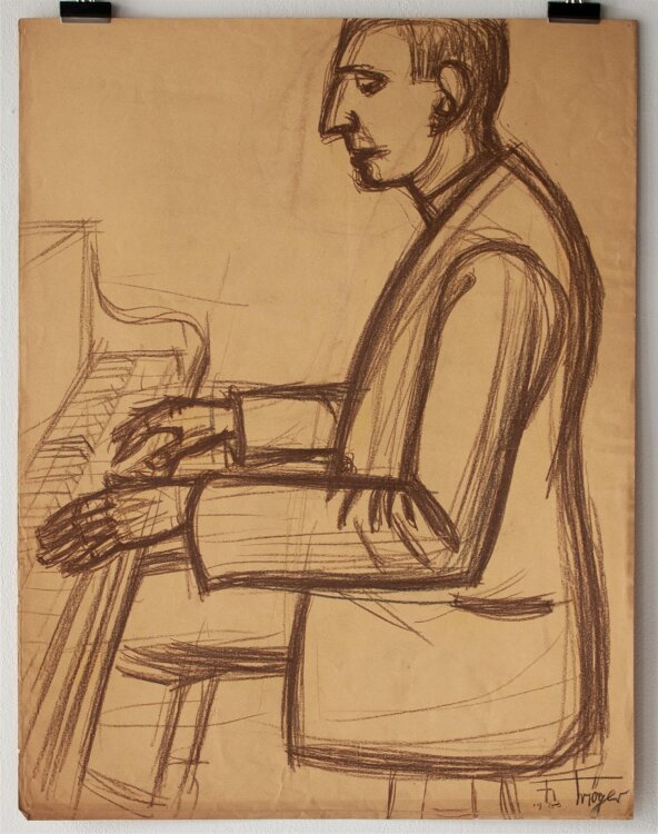 Fritz Tröger - Klavierspieler - Zeichnung - 1926