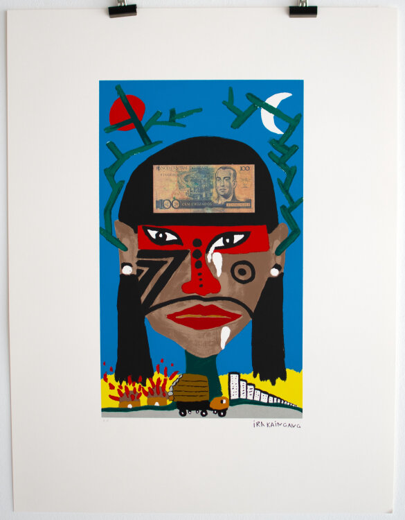 Ira Kaingang - In search of a new tomorrow; Auf der Suche nach einem neuen Morgen - 1992 - Siebdruck mit Collage