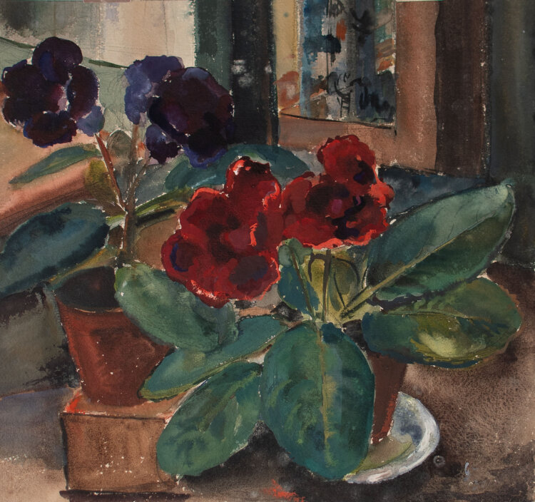 Gerhard Schulte-Dahling - Topfblumen im Interieur - 1933 - Aquarell
