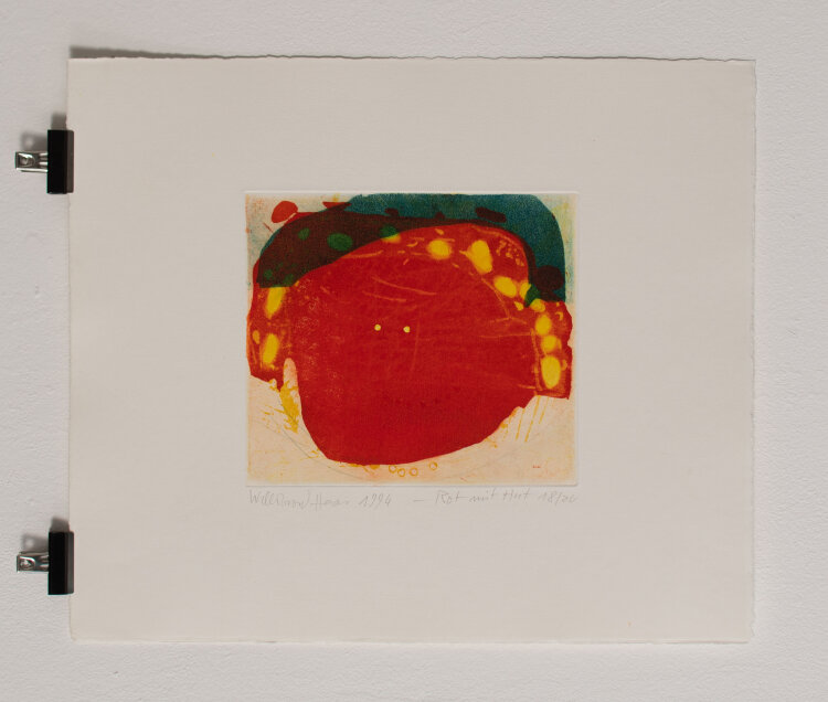 Willibrord Haas - Rot mit Hut - 1994 - Farbradierung