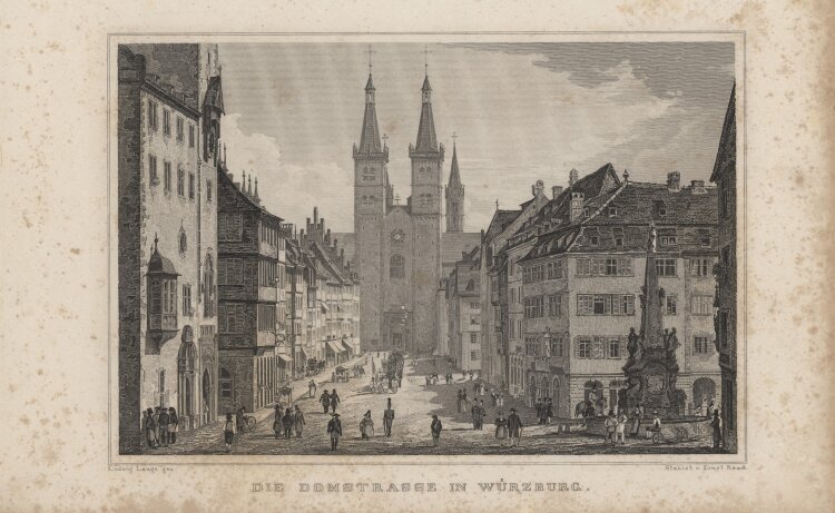 Ernst Rauch - Domstraße in Würzburg - 1837 - Stahlstich