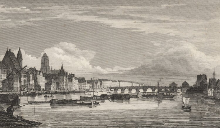 Ernst Rauch - Der Main in Frankfurt - 1837 - Stahlstich