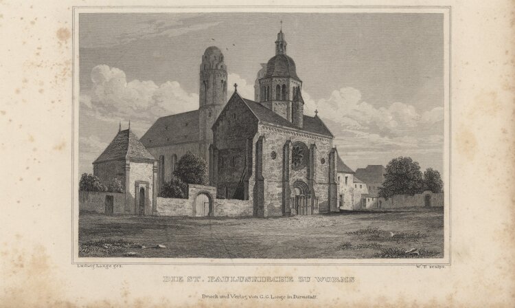 unbekannter Künstler - Pauluskirche zu Worms - 1837 - Stahlstich