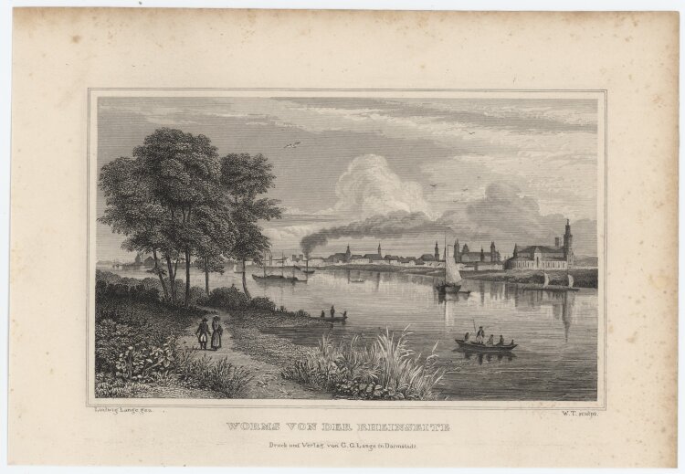 unbekannter Künstler - Blick auf Worms - 1837 - Stahlstich