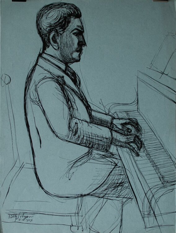 Fritz Tröger - Klavierspieler - Zeichnung - 1929