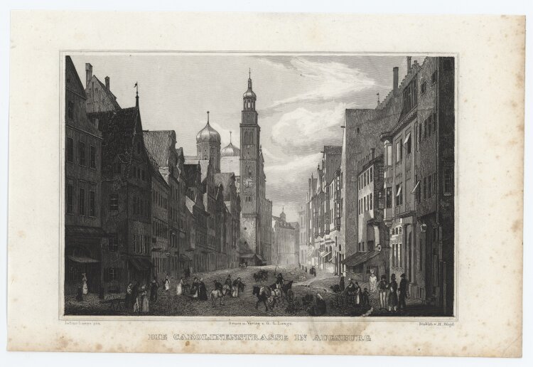 H. Hügel - Das Augsburger Rathaus - 1837 - Stahlstich