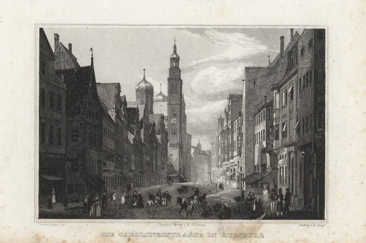 H. Hügel - Das Augsburger Rathaus - 1837 - Stahlstich