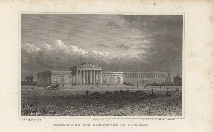 G. A. Müller - Pinakothek in München - 1837 - Stahlstich