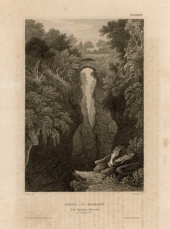 Thomas Barber - Pont-Y-Monach - o.J. - Stahlstich