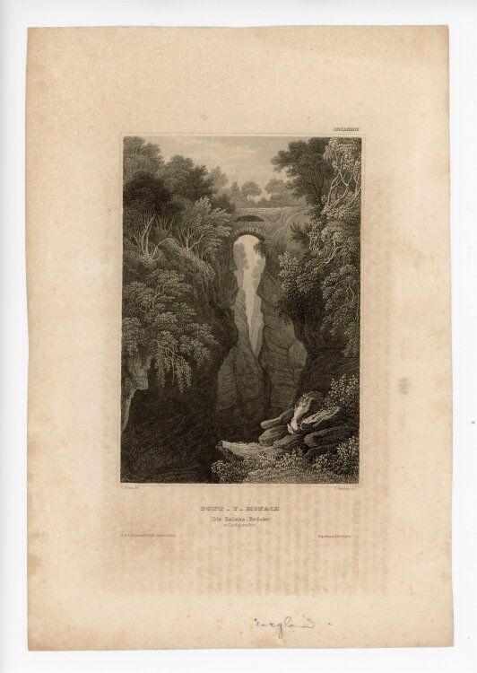 Thomas Barber - Pont-Y-Monach - o.J. - Stahlstich