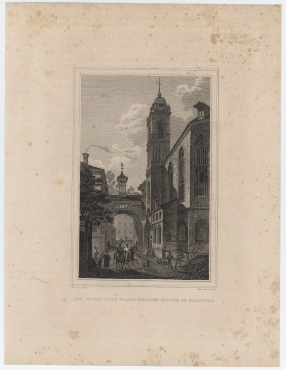 C. Rosée - Franziskaner Kirche Salzburg - 1837 - Stahlstich