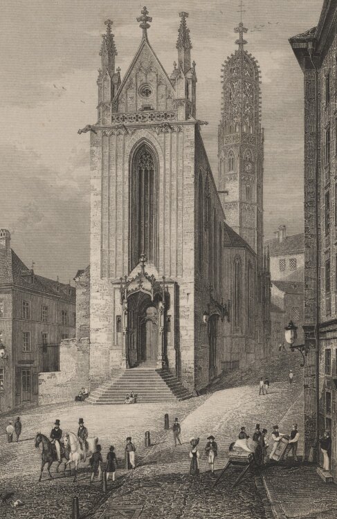 Carl Rauch - Maria Stiegen Kirche Wien - 1837 - Stahlstich