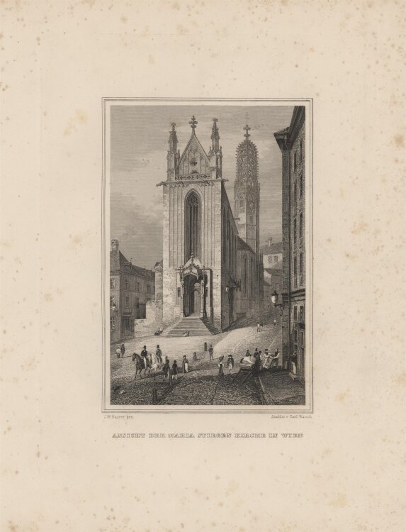 Carl Rauch - Maria Stiegen Kirche Wien - 1837 - Stahlstich