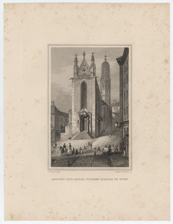 Carl Rauch - Maria Stiegen Kirche Wien - 1837 - Stahlstich