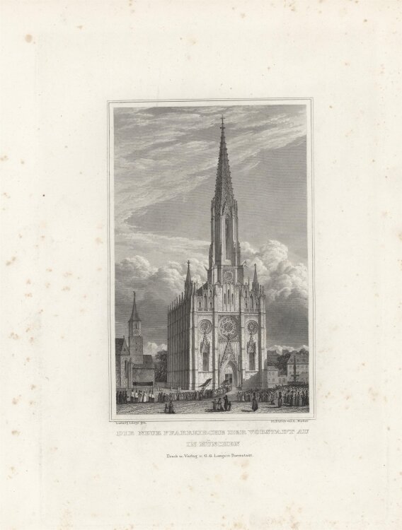 G. A. Müller - Pfarrkirche der Münchener Vorstadt - 1837 - Stahlstich