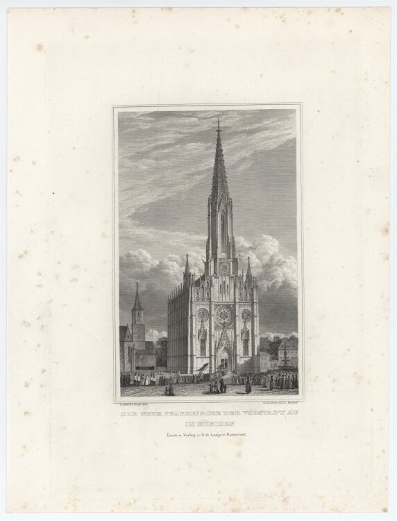 G. A. Müller - Pfarrkirche der Münchener Vorstadt - 1837 - Stahlstich