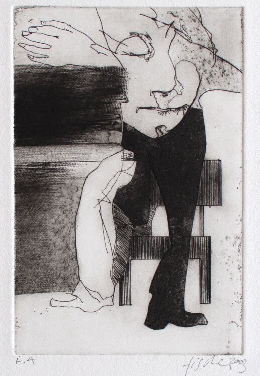 Pierre Fischer - Kopf mit Beinen - 2003 - Radierung