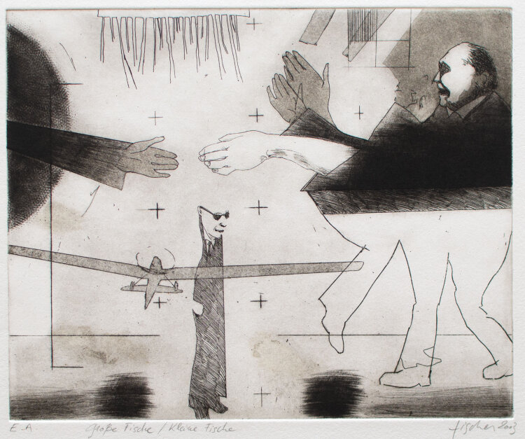 Pierre Fischer - Große Fische, Kleine Fische - 2003 - Radierung