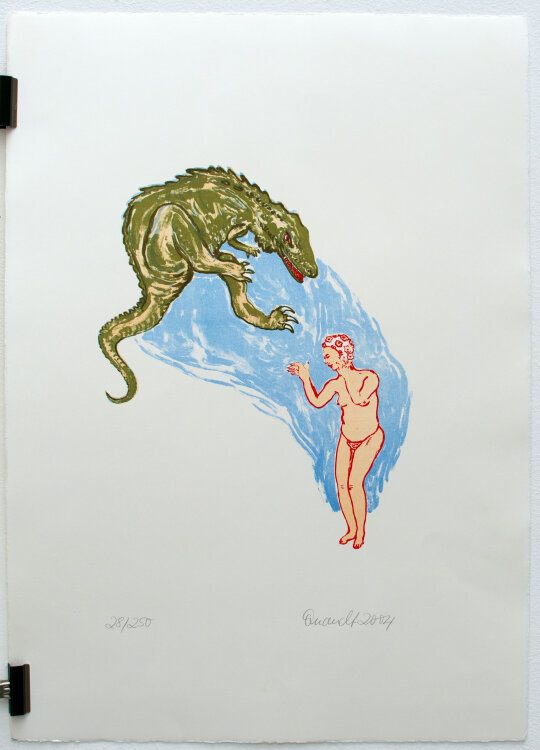 Silvia Quandt - Badende mit T-Rex - 2004 - Lithografie
