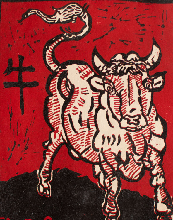 Nobuo Watanabe - Jahr der Stier - 1997 - Holzschnitt
