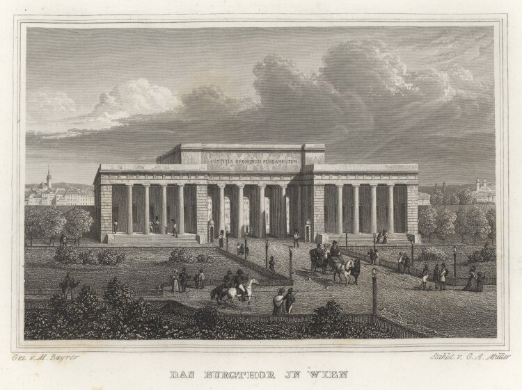 G. A. Müller - Burgtor Wien - 1837 - Stahlstich