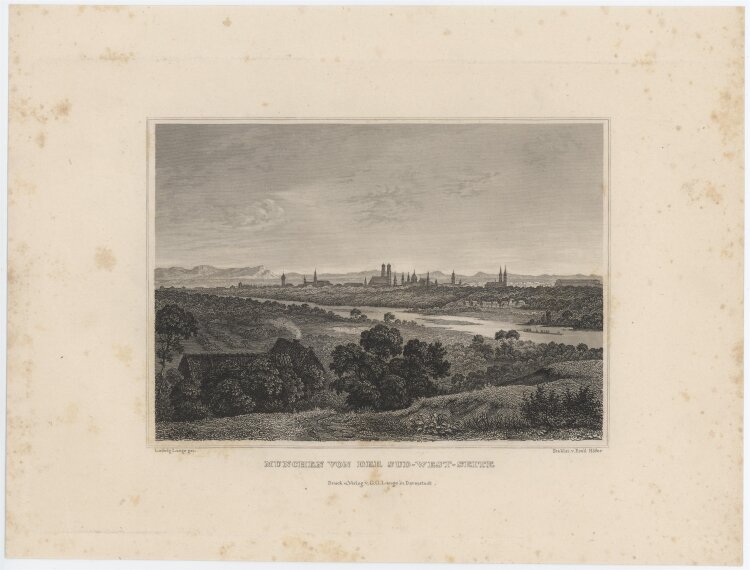 Emil Höfer - München Stadtansicht - 1837 - Stahlstich