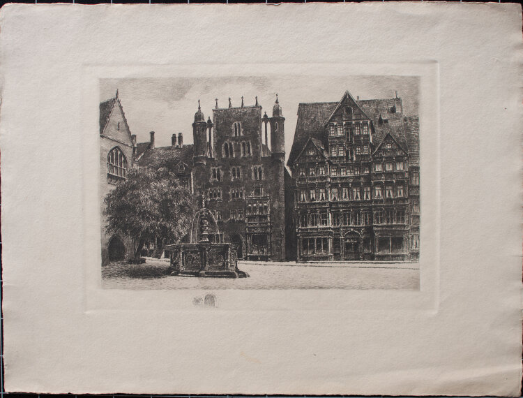 Albrecht Bruck - Tempelhaus und Wedekindhaus, Hildesheim - o.J. - Radierung