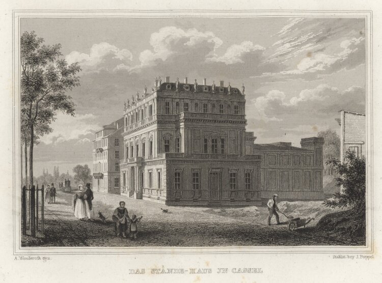 Johann Poppel - Ständehaus Kassel - 1837 - Stahlstich