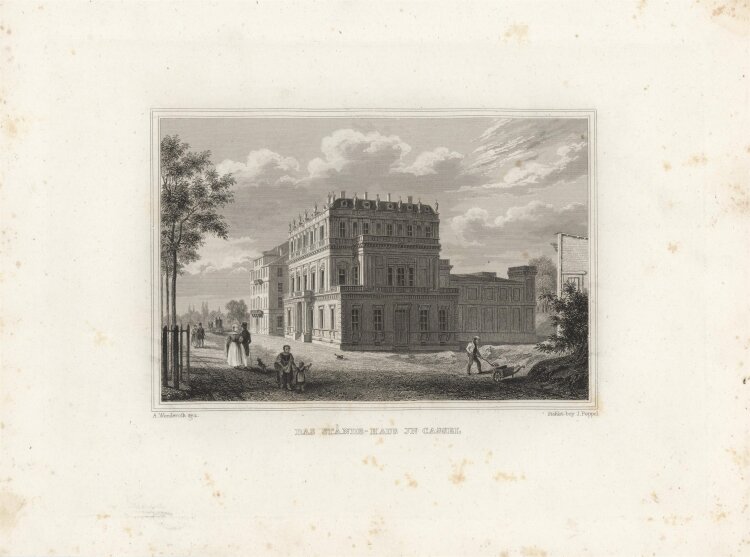 Johann Poppel - Ständehaus Kassel - 1837 - Stahlstich