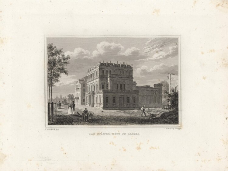 Emil Höfer - Ständehaus Kassel - 1837 - Stahlstich