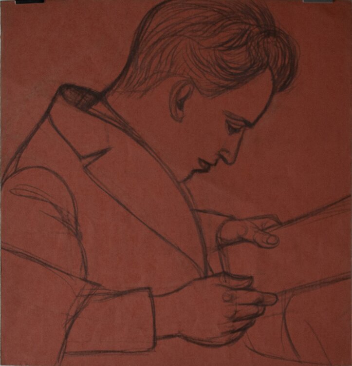 Fritz Tröger - Männliches Porträt / Lesender - Zeichnung - o.J.