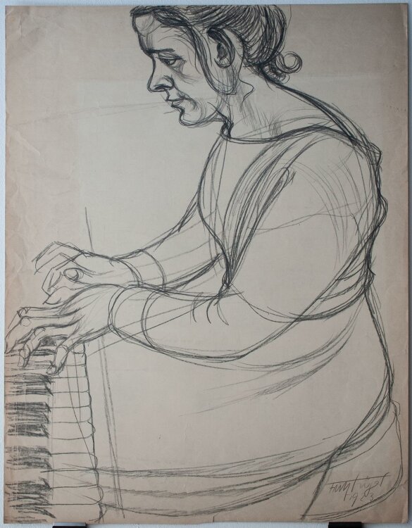 Fritz Tröger - Klavierspielerin - Bleistiftzeichnung - 1923
