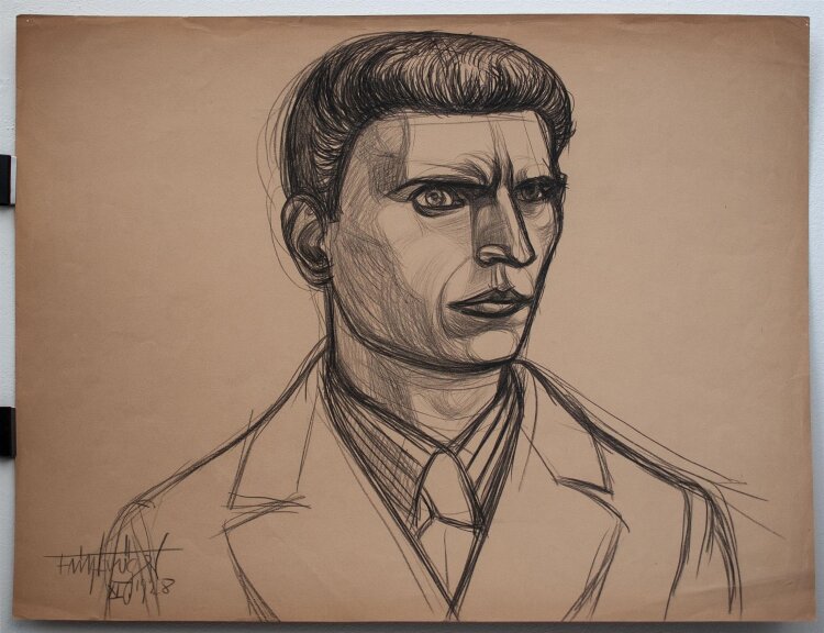 Fritz Tröger - Männliches Porträt - Zeichnung - 1928