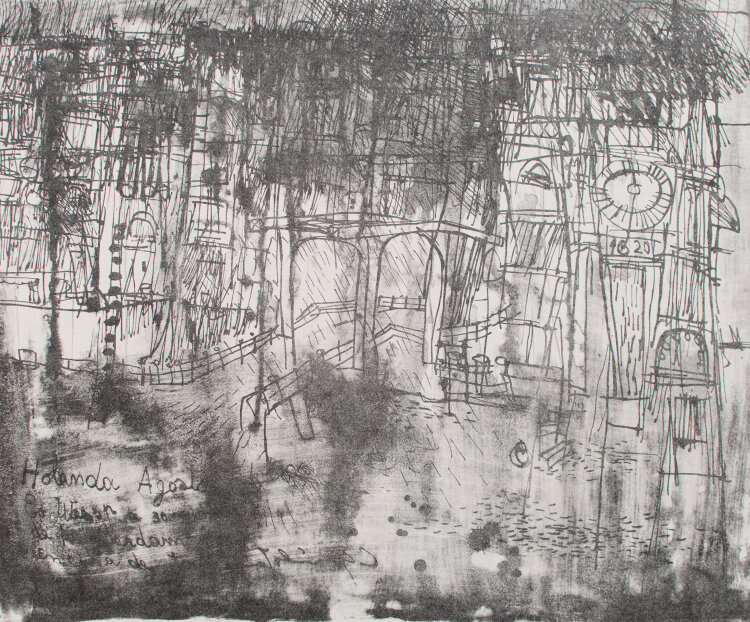 Unbekannt - Grachtenrücke - 1968 - Lithografie