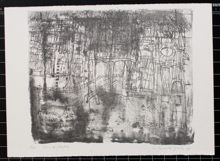 Unbekannt - Grachtenrücke - 1968 - Lithografie