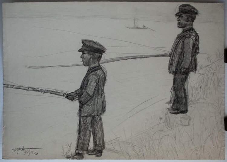 Fritz Tröger - Angler - Bleistiftzeichnung - 1932