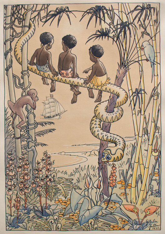 Gisela Heller - Illustration zum Kolonialfest des Frauenbundes - 1935 - Aquarell