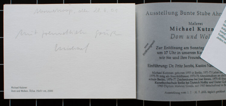 Michael Kutzner - Dom und Wolken - 2001 - Postkarte