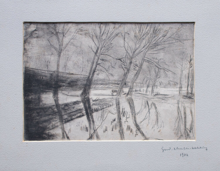 Gerhard Schulte-Dahling - Landschaft mit Eisenbahntrasse - 1932 - Radierung
