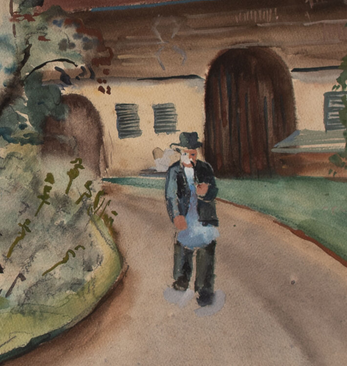 Gerhard Schulte-Dahling - Pfeiferauchender Spaziergänger - 1934 - Aquarell