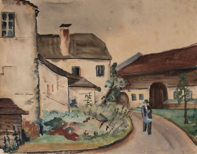 Gerhard Schulte-Dahling - Pfeiferauchender Spaziergänger - 1934 - Aquarell