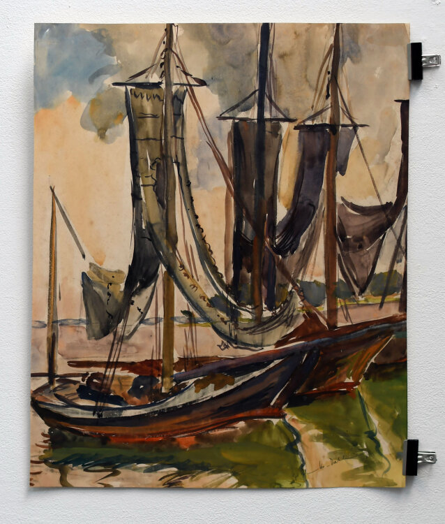 Gerhard Schulte-Dahling - Segelboote am Ufer - o.J. - Aquarell