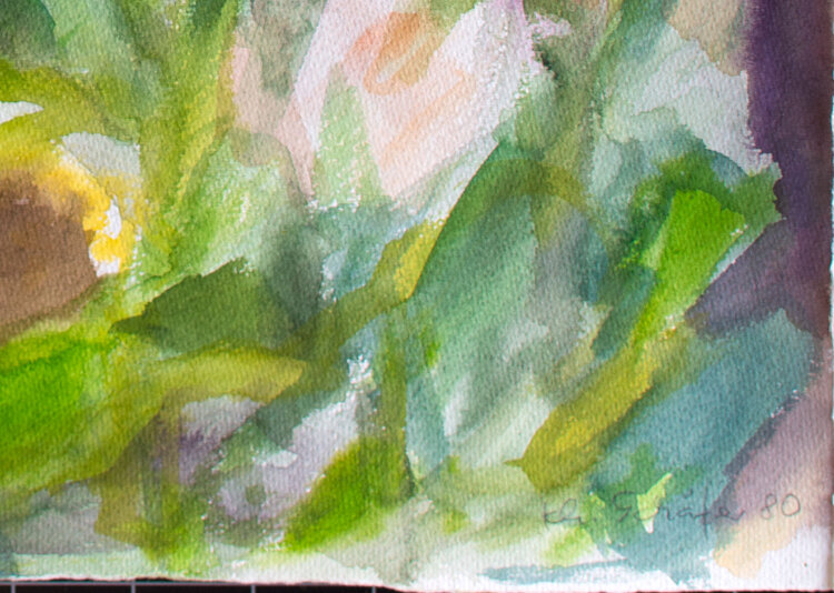 Karlheinz Schäfer - Sonnenblumen im Garten - 1980 - Aquarell