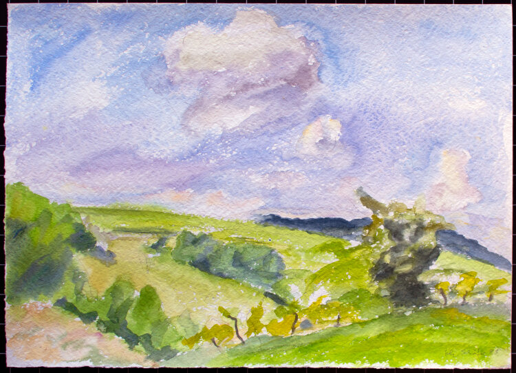 Karlheinz Schäfer - Hügellandschaft - 1983 - Aquarell