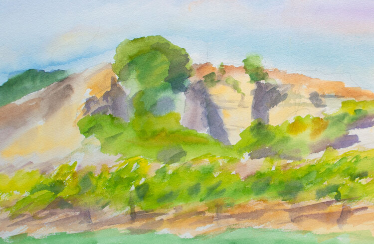 Karlheinz Schäfer - Flußlandschaft - 1984 - Aquarell