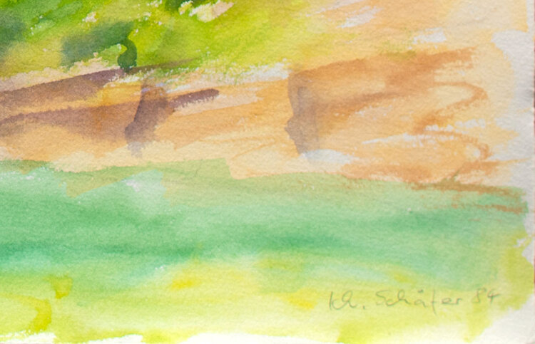 Karlheinz Schäfer - Flußlandschaft - 1984 - Aquarell